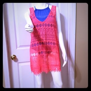 Lace crochet beach swim coverup